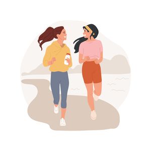 Dos chicas hablando de la frecuencia con que salen a correr